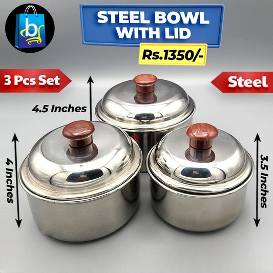 Steel Bowl With lid Set
