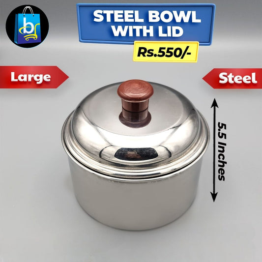 Steel Bowl With lid - Large