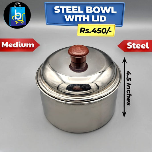 Steel Bowl With lid - Medium