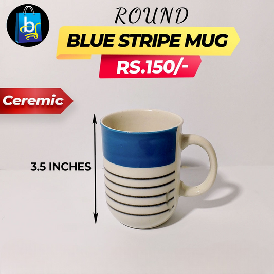 Round Blue Stripe Mug