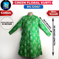 Green Floral Ladies Cotton Kurti-Small