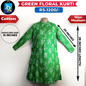 Green Floral Ladies Cotton Kurti-Medium