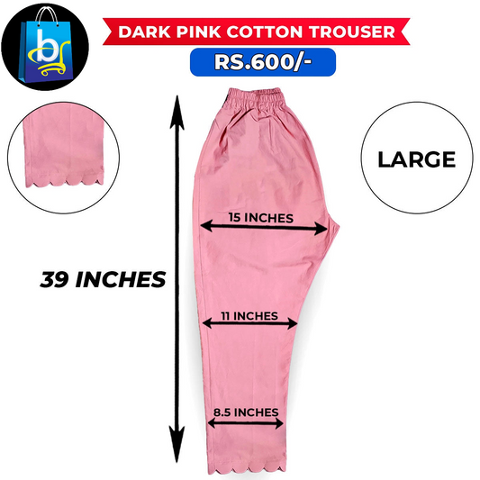 Dark Pink Ladies Cotton Trouser-Large
