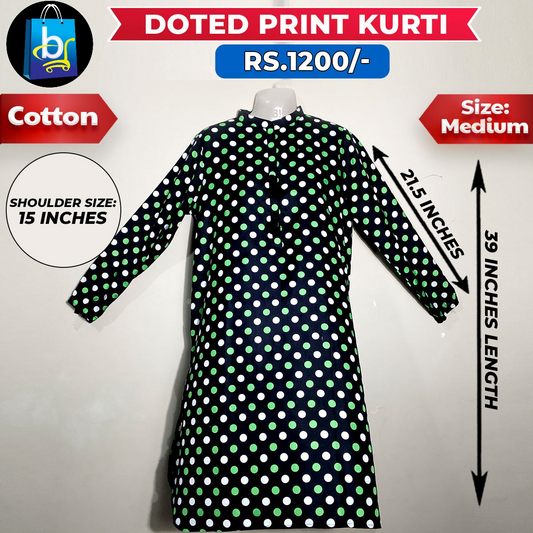 Doted Print Ladies Cotton Kurti - Medium