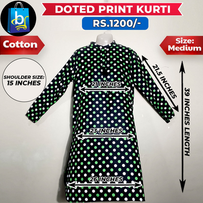 Doted Print Ladies Cotton Kurti - Medium
