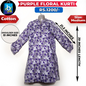 Purple Floral Ladies Cotton Kurti - Medium