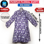 Purple Floral Ladies Cotton Kurti - Small