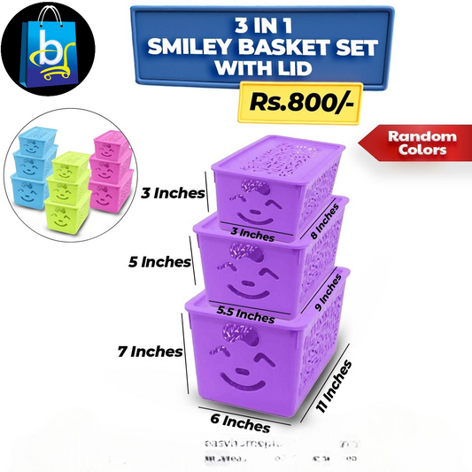 Smiley Basket Set With Lid