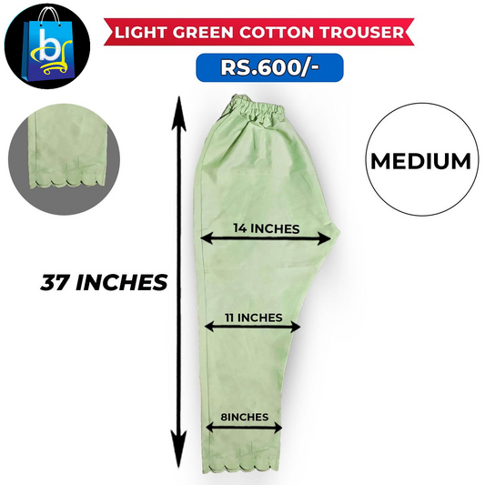 Light Green Ladies Cotton Trouser-Medium