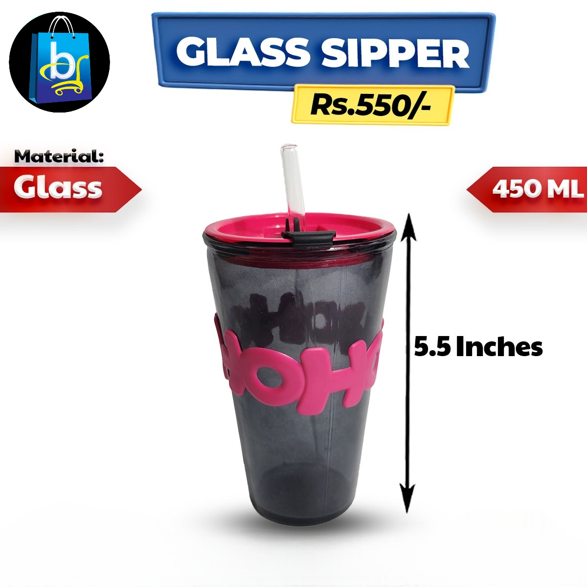 Glass Sipper / Glass Straw Cup