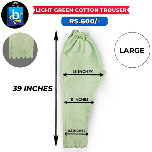 Light Green Ladies Cotton Trouser-Large