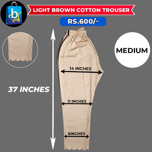 Light Brown Ladies Cotton Trouser-Medium