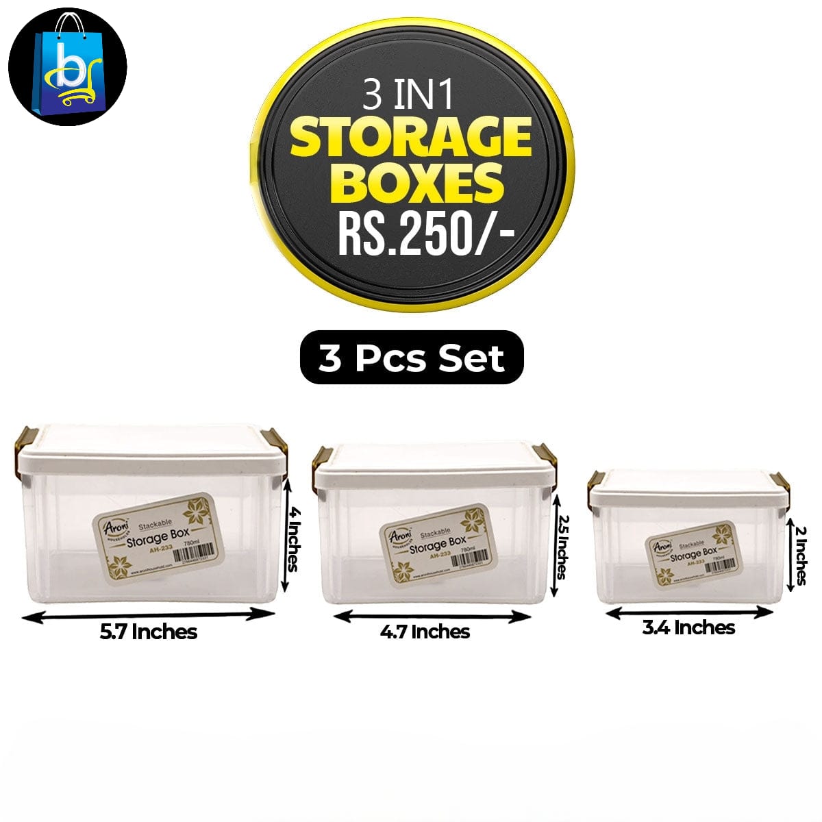 Storage Boxes 3 Pcs Set