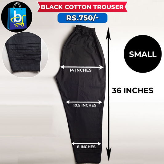 Black Ladies Cotton Trouser Small